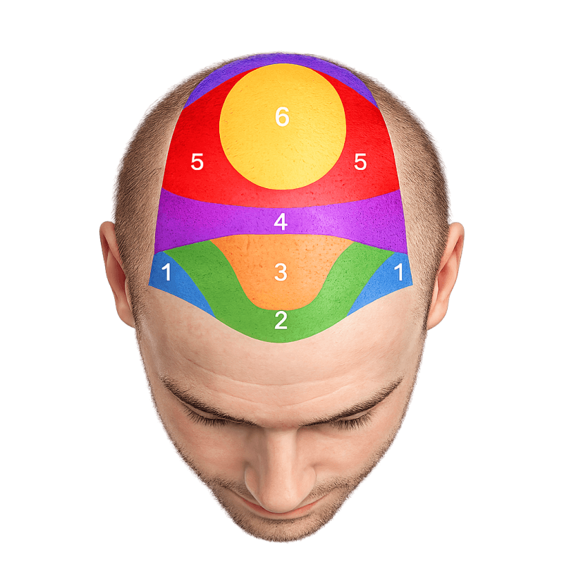 La greffe de cheveux / implant capillaire  par zone
